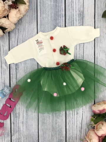 243-З. И.Боди с юбкой, хлопок 100% интерлок, зеленый 62,68,74.80