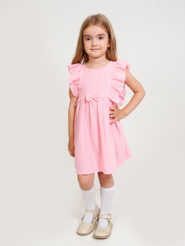 Купить 322-Р. Платье из муслина детское, хлопок 100% розовый, р. 74,80,86,92 в Тобольске