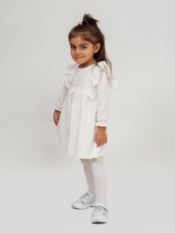 Купить 321-МО. Платье из муслина детское, хлопок 100% молочный, р. 98,104,110,116 в Тобольске