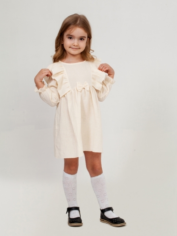 Купить 321-СЛ. Платье из муслина детское, хлопок 100% сливочный, р. 98,104,110,116 в Тобольске